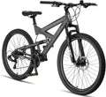 Licorne Bike Strong 2D Premium mountainbike in 26, 27,5 en 29 inch, fiets voor jongens, meisjes, dames en heren, schijfrem voor en achter, 21 versnellingen, volledige vering(antraciet/27,5 inch)