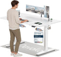 In hoogte verstelbaar bureau met USB-A-oplaadaansluiting, eendelig tafelblad, mobiele elektrische computertafel met kabelbeheer, 140 x 70 cm, vintage bruin - perfecte ergonomie voor je kantoor(Wit/157 x 77 cm)