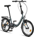 Chillaxx Urban Vouwfiets, 20 inch, Shimano 6 versnellingen, led-batterijlicht, Quick-Fold-systeem, vouwfiets(donkergroen)
