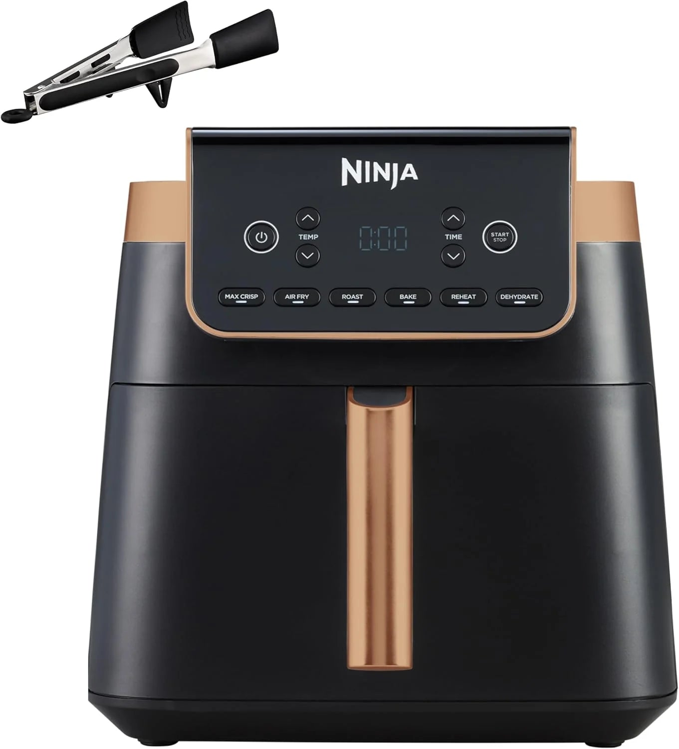 Ninja Double Stack XL Airfryer, Verticale Friteuse met Dubbele Lades en 4 Bereidingsniveaus, 2 Lades, 2 Rekken, Ruimtebesparend Ontwerp, 9,5 Liter Inhoud, 6 Functies, 8 Porties, Tang, SL400EUCP(Enkele lade/6.2 L)