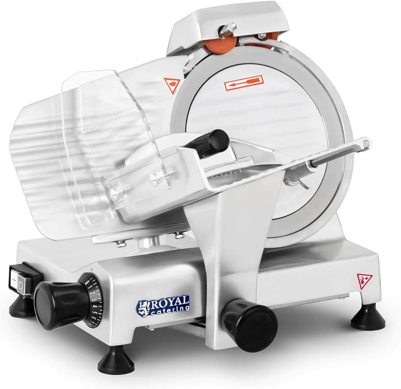 Royal Catering RCAM-220PRO Vleessnijmachine 0 tot 12 mm Dikte Elektrische Snijmachine 40 x 42 x 34 cm Snijblad Ø 220 mm Allessnijder in de Keuken of Thuis