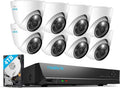 Reolink 12MP PoE Outdoor CCTV Camera System, H.265 16CH NVR met 4TB HDD voor 24/7 opname,8X Dome IP Beveiligingscamera's met Persoon/Voertuigdetectie, Twee-weg Audio, Spotlights, RLK16-1200D8-A