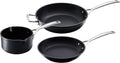 Le Creuset Steelpannenset met deksels, 3-delig, gehard, antiaanbaklaag, diameter van 16, 18 en 20 cm, zwart(Kookset)