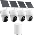 Reolink 2K Bewakingscamera Buiten Set Wifi met Zonne-energie/Accu, 360° Draaibaar, AI-Detectie, Centraal Beheer  Lokale Opslag, Geen Maandelijkse Bijdrage, Home Hub Mini+ 4x Argus PT Lite+Zonnepaneel