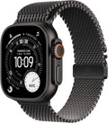 Apple Watch Ultra 3 GPS + Cellular 49 mm Premium hardloop- en multisport-smartwatch met robuuste kast van naturel titanium, Milanees bandje van naturel titanium (M)(Milanees bandje/M- Geschikt voor een pols van 155-185 mm/Zwart)