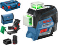 Bosch Professional 12V System lijnlaser GLL 3-80 CG (2× 12V accu, oplader, groene laser, app-functie, universele houder, werkbereik tot 30 m, in L-BOXX) – Amazon Exclusive Set('+ 12V Batterij (Amazon Exclusive))