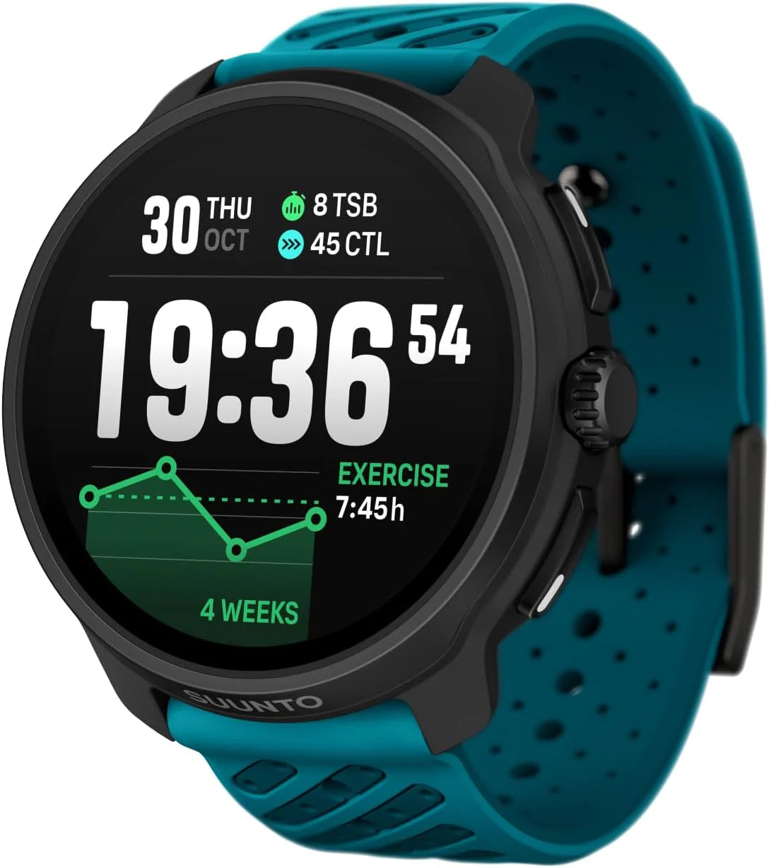 SUUNTO Race 2 sporthorloge voor heren en dames, activiteitentracker, GPS, dual-band, GNSS, off-line kaart, AMOLED-touchscreen, smartwatch, hartslagmeter, stappenteller, hoogtemeter(Wave Blue)