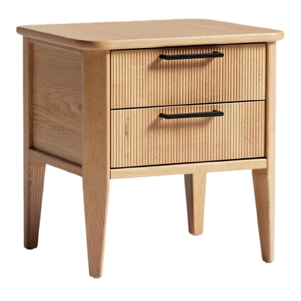 Houten Nachttafel met 2 Lades en Strakke Lijnen