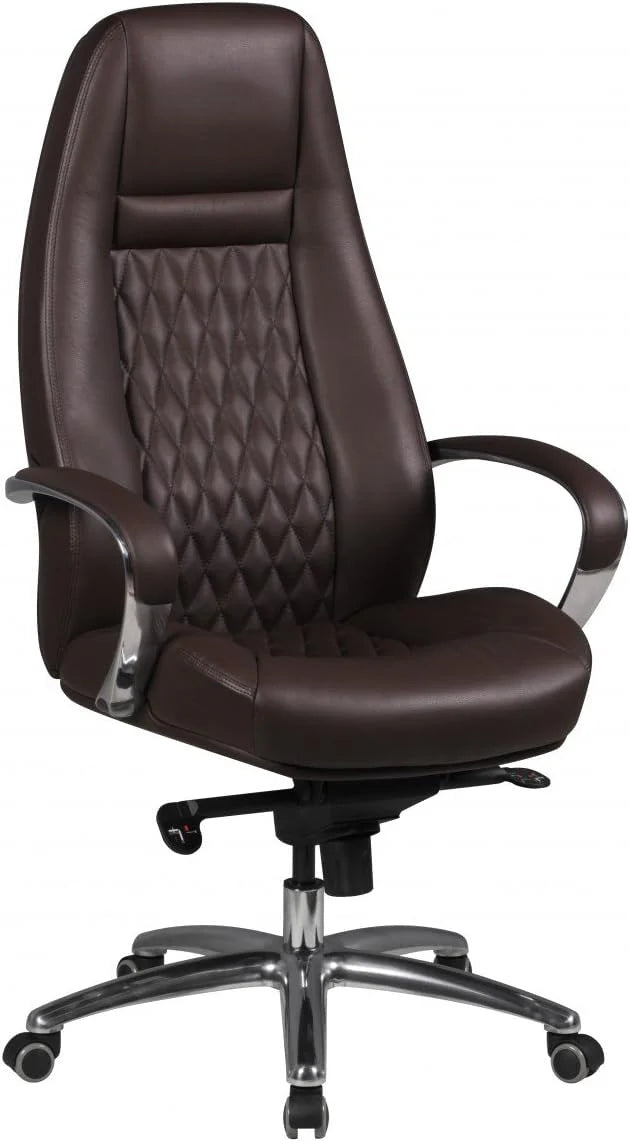 AMSTYLE bureaustoel AUSTIN lederen zwarte bureaustoel 120KG Executive stoel hoge rug met hoofdsteun X-XL(Bruin)