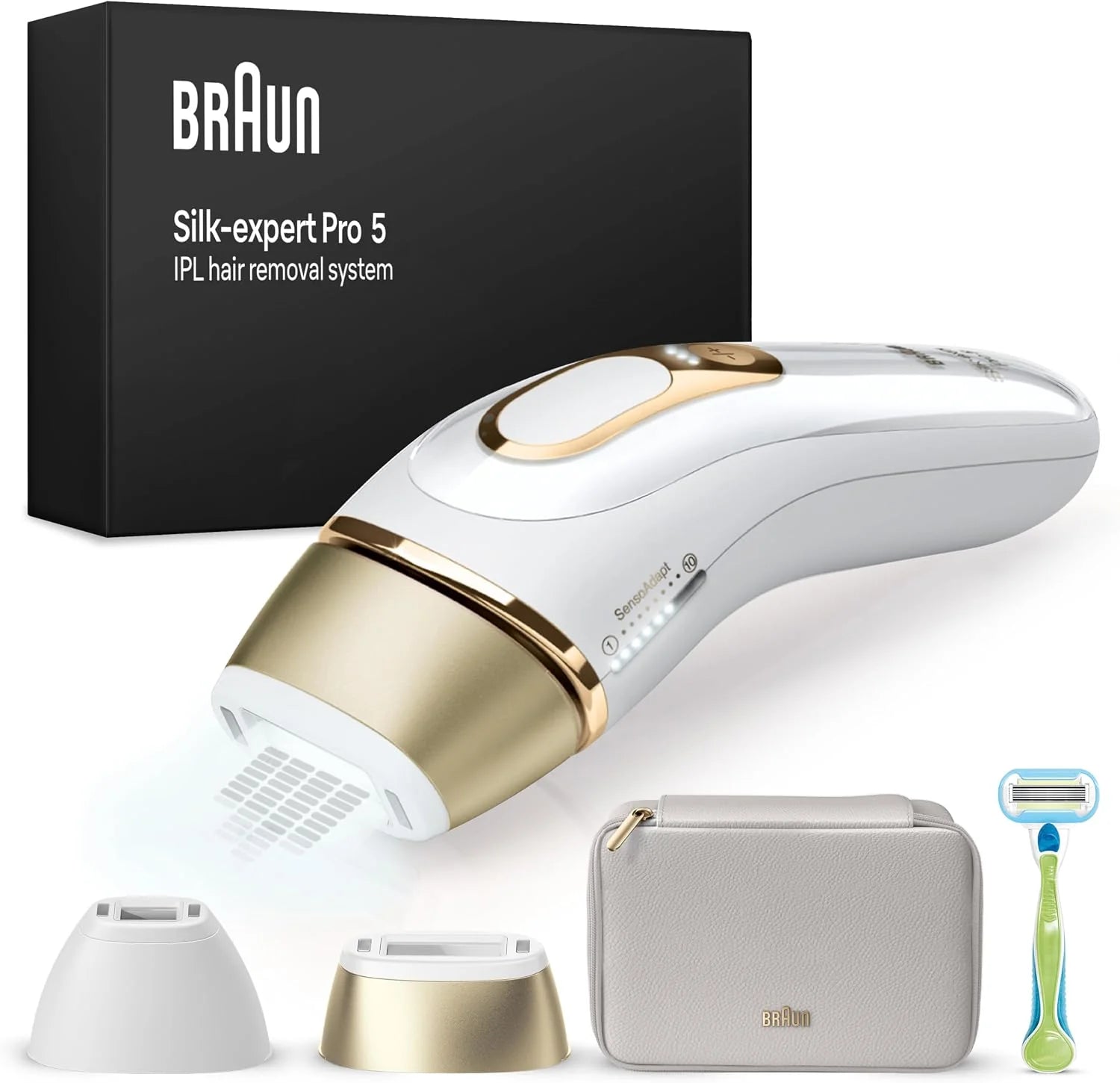 Braun Silk-expert Pro 5 PL5156 IPL, Ontharing Thuis, hoes, Venus Ontharingsmeter, 2 Opzetstukken(PL5152 SIOC)