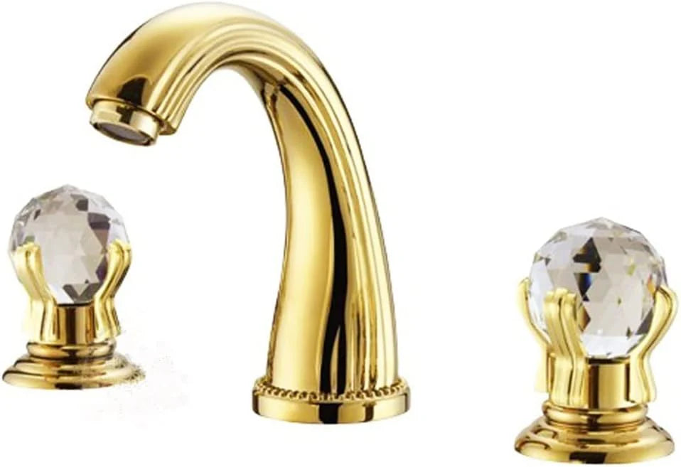 Kranen, Wastafelmengkraan Wastafelmengkraan, Messing Beplating Kristal Handvat Wijdverspreide Wastafelkraan Wastafelkraan Voor Badkamer Keuken