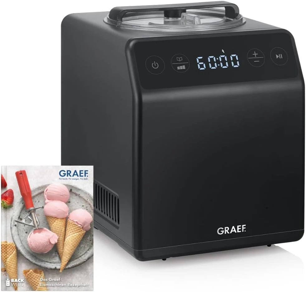 GRAEF IM706 IJsmachine | ijsgrijs | ijs en yoghurtmachine | automatische koelfunctie, roerfunctie | 2 liter ijs | akoestische pieptoon(2 Liter/Ijs Engelse grijs)