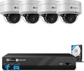 4COVR 12MP Beveiligingscamera Systeem, 4 Stks 12MP IK10 Vandaalbestendige Dome PoE IP Camera met Microfoon, AI Menselijk Voertuig Detectie, 8CH H.265 NVR met 2TB HDD, IP67 Thuis Weerbestendig Buiten(8CH 4Cams)