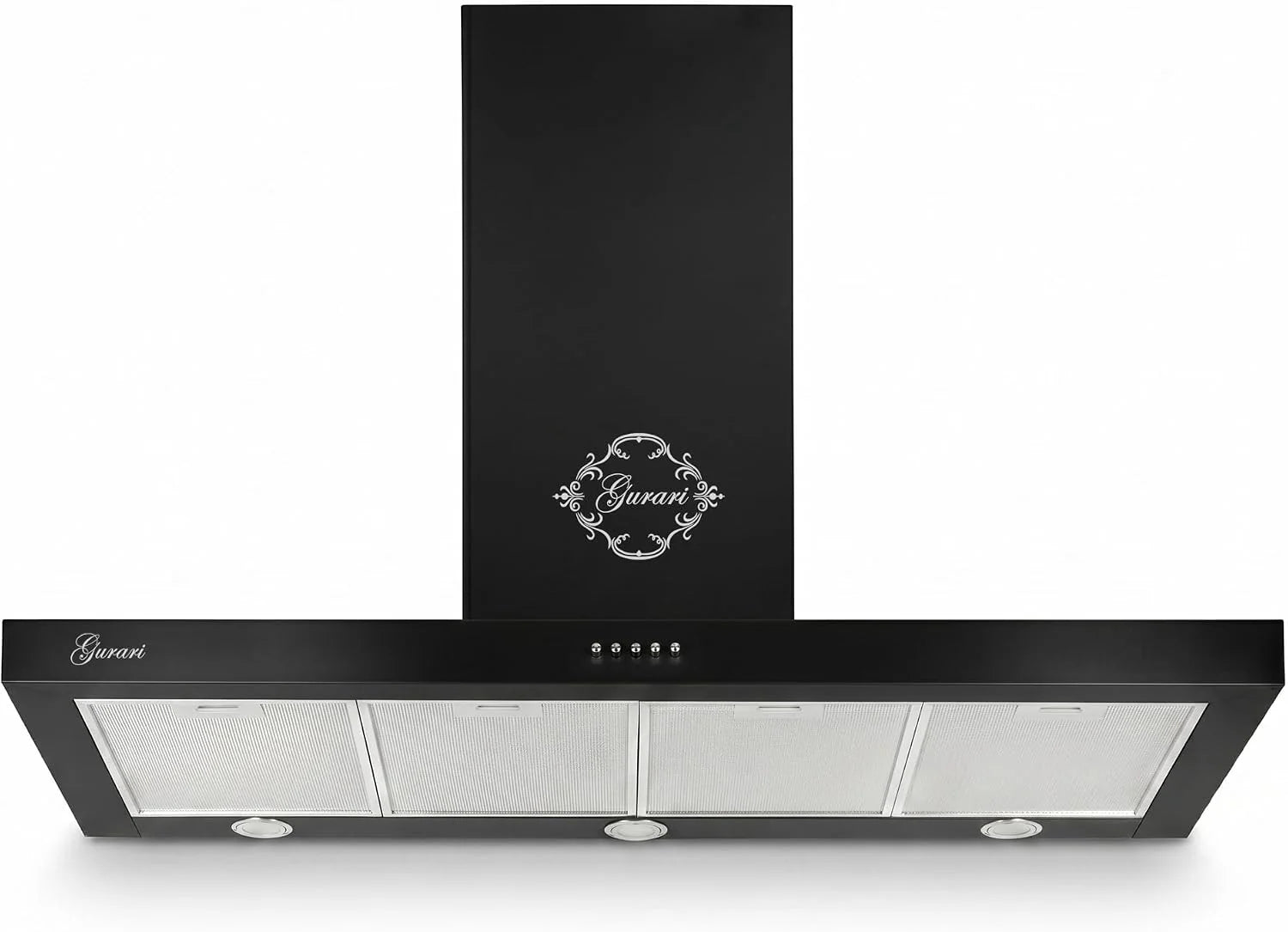 Gurari Afzuigkap 120 cm GCH F 118 120 BL • wandkap zwart • schoorsteenkap 1000 m³/u • afzuigkap wandmontage met LED-verlichting • afvoerlucht • metalen vetfilter • energieklasse A