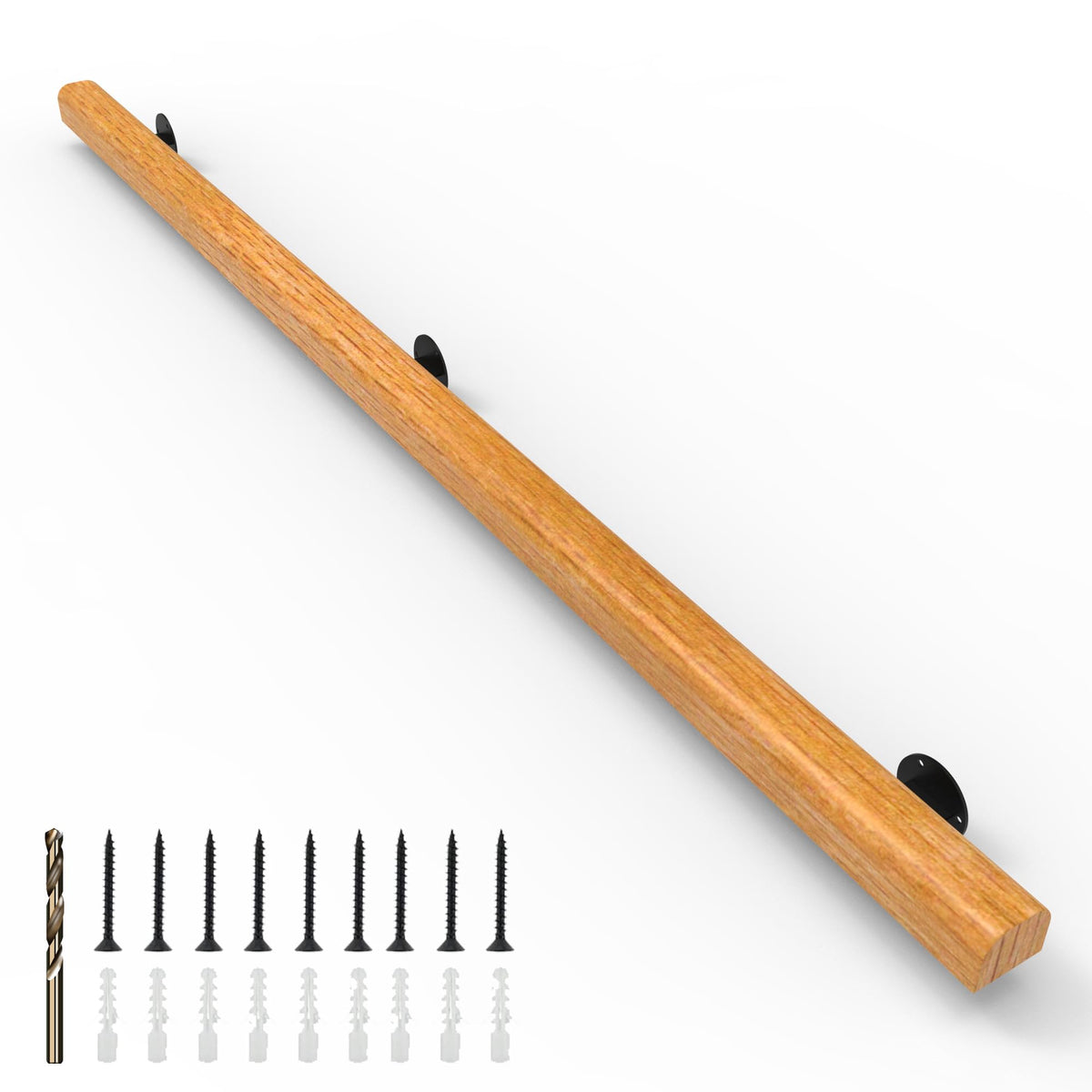 10FT Wood Stair Handrails Wall Mount, Hand Railings for Stairs Indoor Outdoor, Non-Slip Staircase Handrail for Corridor, Lofts, Patio, Kindergarten Guardrail (Size: 10ft)