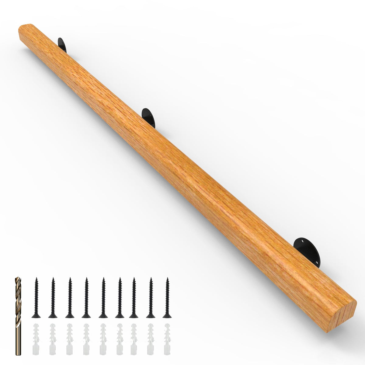 10FT Wood Stair Handrails Wall Mount, Hand Railings for Stairs Indoor Outdoor, Non-Slip Staircase Handrail for Corridor, Lofts, Patio, Kindergarten Guardrail (Size: 10ft)