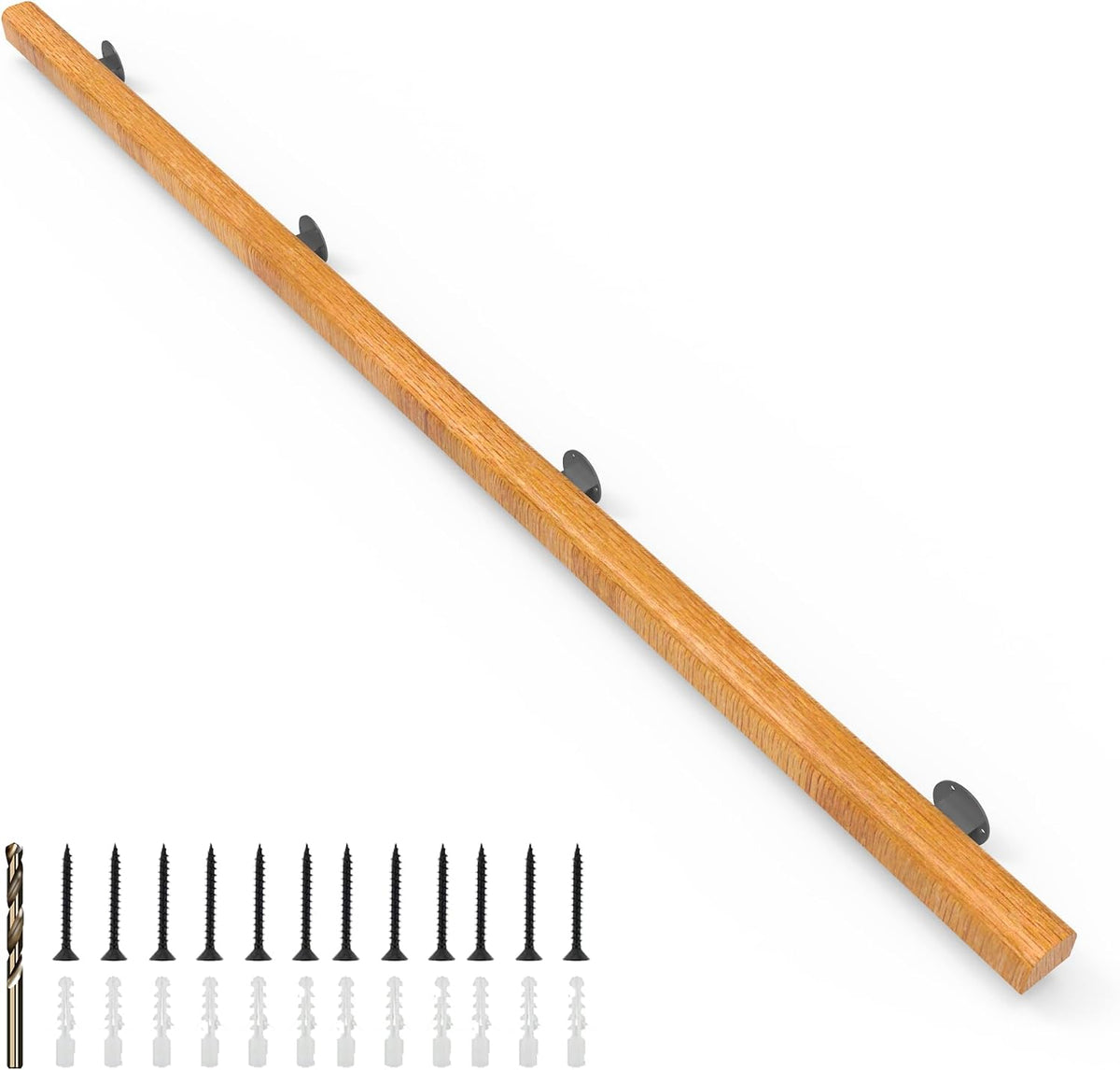 10FT Wood Stair Handrails Wall Mount, Hand Railings for Stairs Indoor Outdoor, Non-Slip Staircase Handrail for Corridor, Lofts, Patio, Kindergarten Guardrail (Size: 10ft)