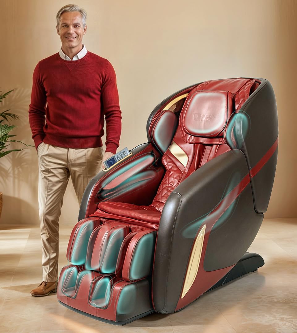 GLOBAL RELAX® | KRONOS Limited Edition 5D Massagestoel | Zwart | Druktherapie, Aromatherapie, Lichttherapie, Thermotherapie, 3D Blauw geluid | Zwaartekracht  Zero Space(KENSHO ROOD)
