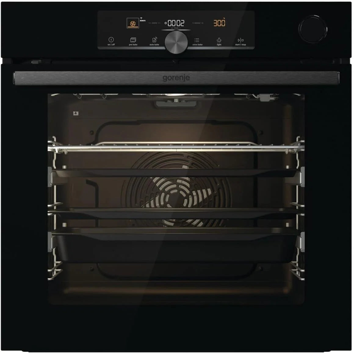 Gorenje 738009 OptiBake Advanced BSA 6747 A04BG inbouwoven / 77L / hetelucht/AutoBake/Touch bediening/braadthermometer/gentleClose  Open/SteamAssist/StepBake/PizzaMode 300 ° C/zwart(Zwart/Met wifi-verbinding/pyrolyse)