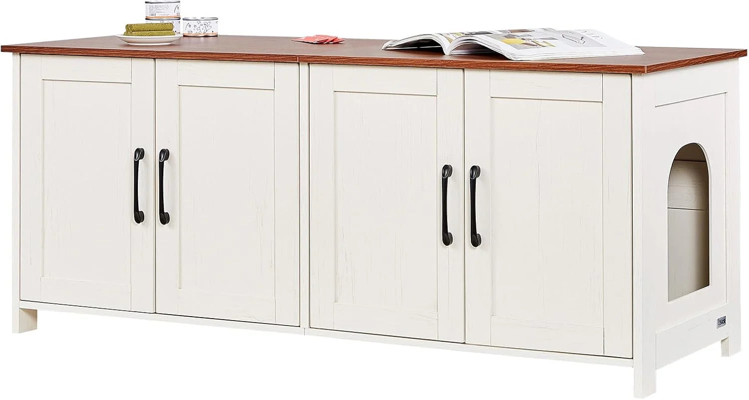VEVOR Kattenbakbehuizing voor schoonmaak kattenbak (donkergroen, ingebouwd stopcontact, 41 inch)(Bruin  wit/Large)