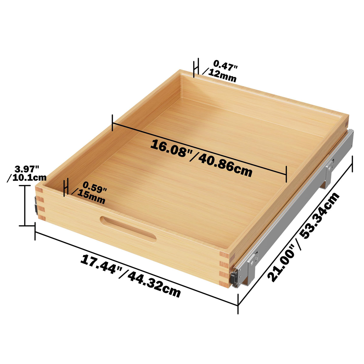 2 Tier Pull Out Drawers for Cabinets 18"W x 21"D, Farmeless&Farme