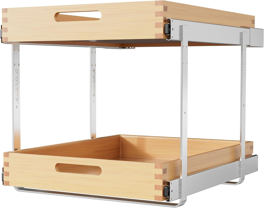 2 Tier Pull Out Drawers for Cabinets 18"W x 21"D, Farmeless&Farme