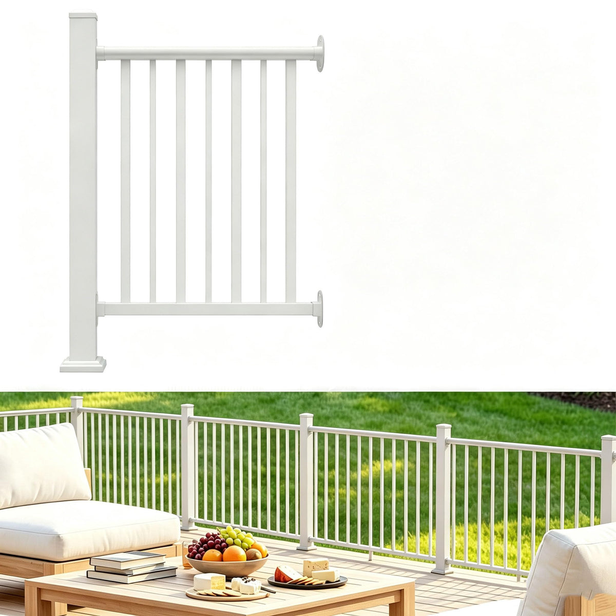 5FT White Deck Railing Kit for Deck, Porch, Patio & Balcony