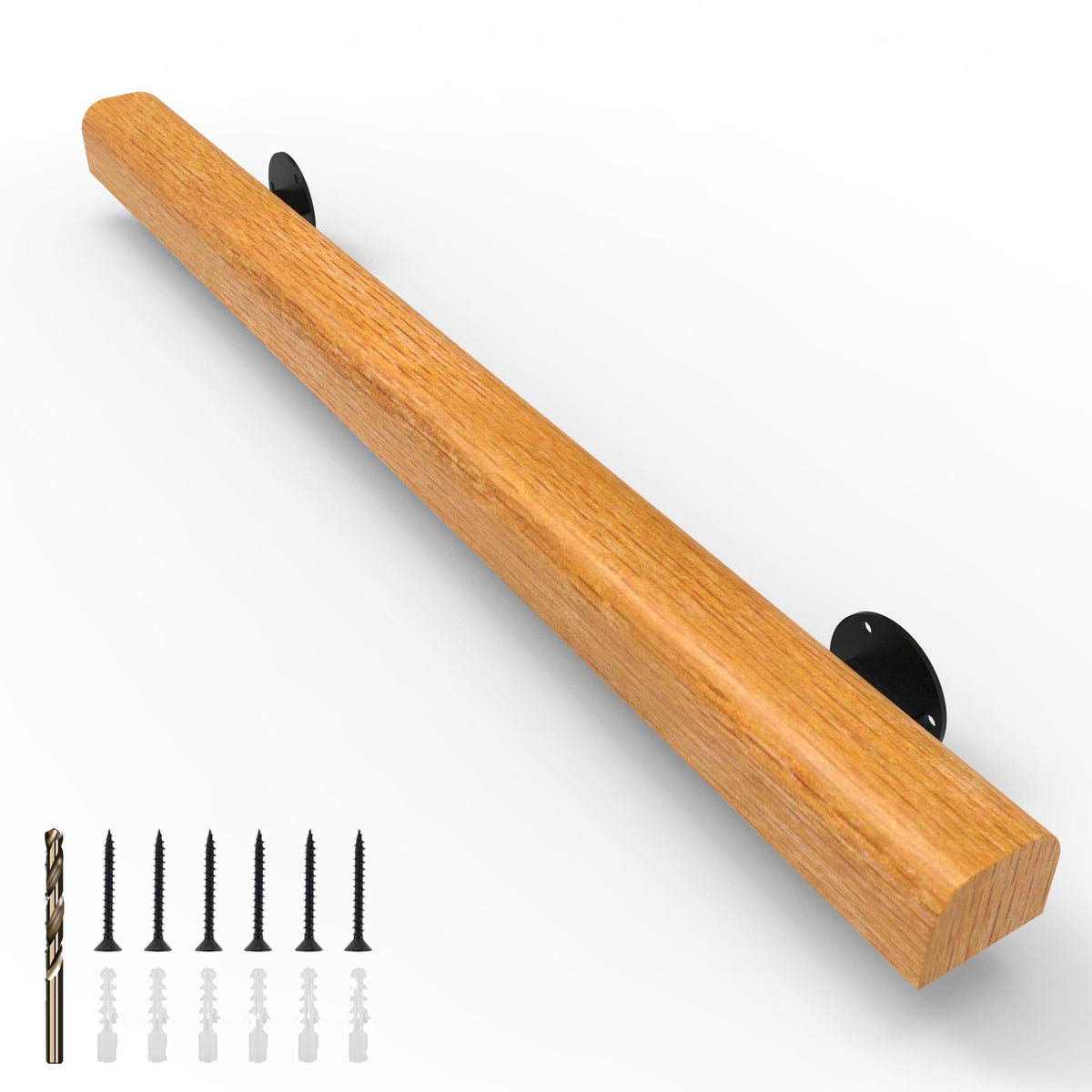 10FT Wood Stair Handrails Wall Mount, Hand Railings for Stairs Indoor Outdoor, Non-Slip Staircase Handrail for Corridor, Lofts, Patio, Kindergarten Guardrail (Size: 10ft)