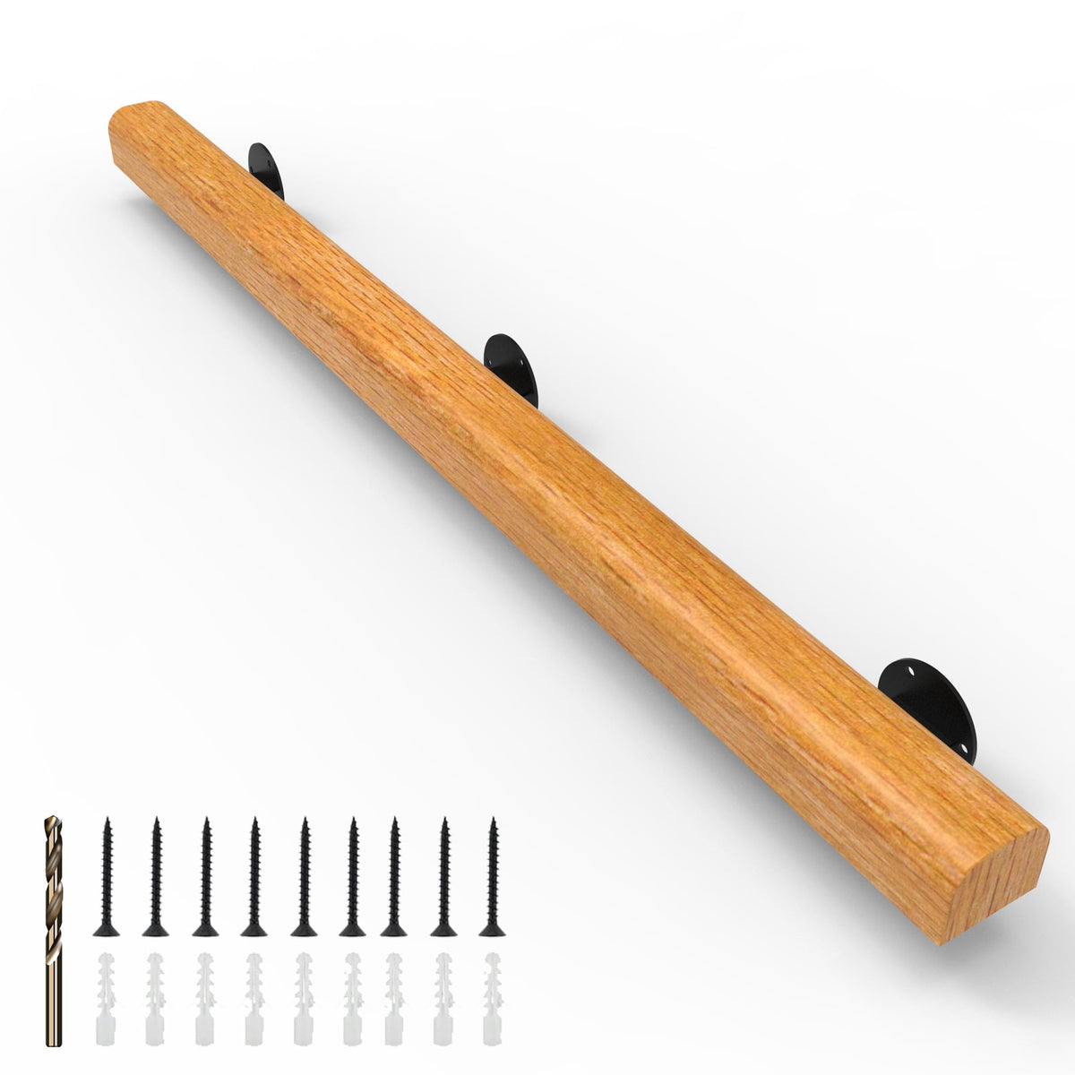 10FT Wood Stair Handrails Wall Mount, Hand Railings for Stairs Indoor Outdoor, Non-Slip Staircase Handrail for Corridor, Lofts, Patio, Kindergarten Guardrail (Size: 10ft)