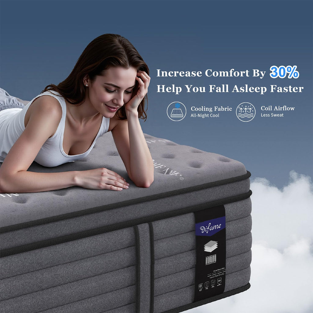 (Luxury Hotel) 12 Inch Hybrid Twin XL Size Mattress in a Box, Firm Feel
