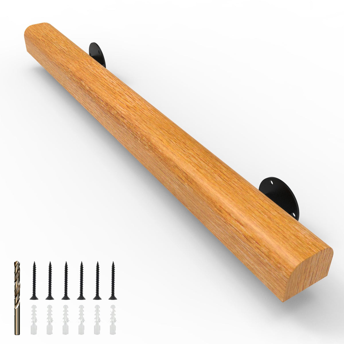10FT Wood Stair Handrails Wall Mount, Hand Railings for Stairs Indoor Outdoor, Non-Slip Staircase Handrail for Corridor, Lofts, Patio, Kindergarten Guardrail (Size: 10ft)