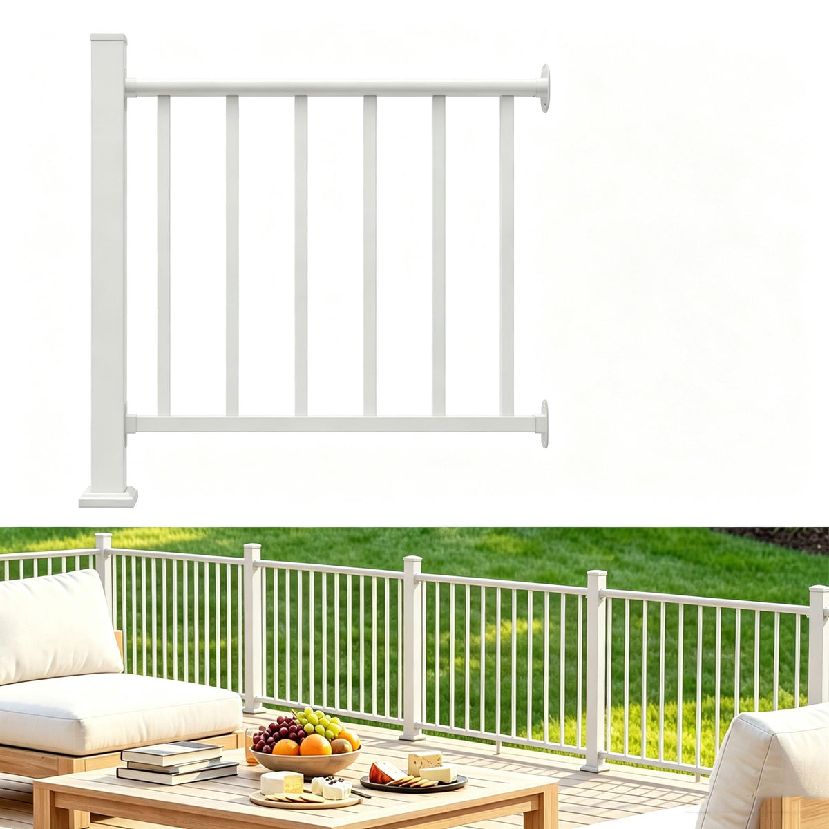 5FT White Deck Railing Kit for Deck, Porch, Patio & Balcony