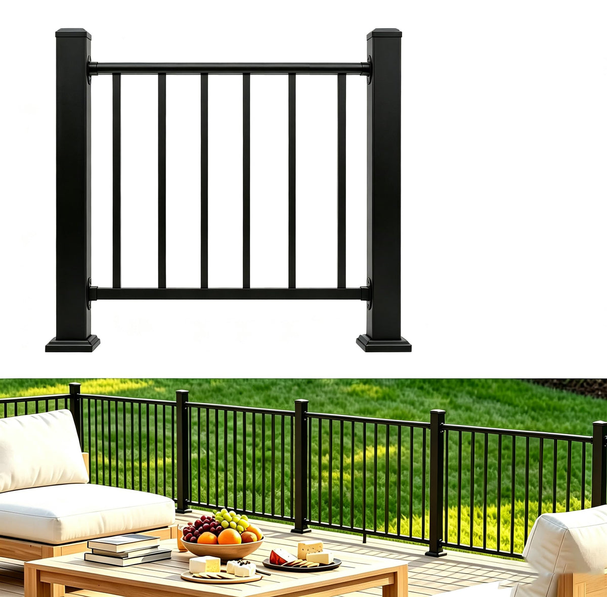 2ft Deck Railing Kit for Deck, Porch, Patio, Balcony