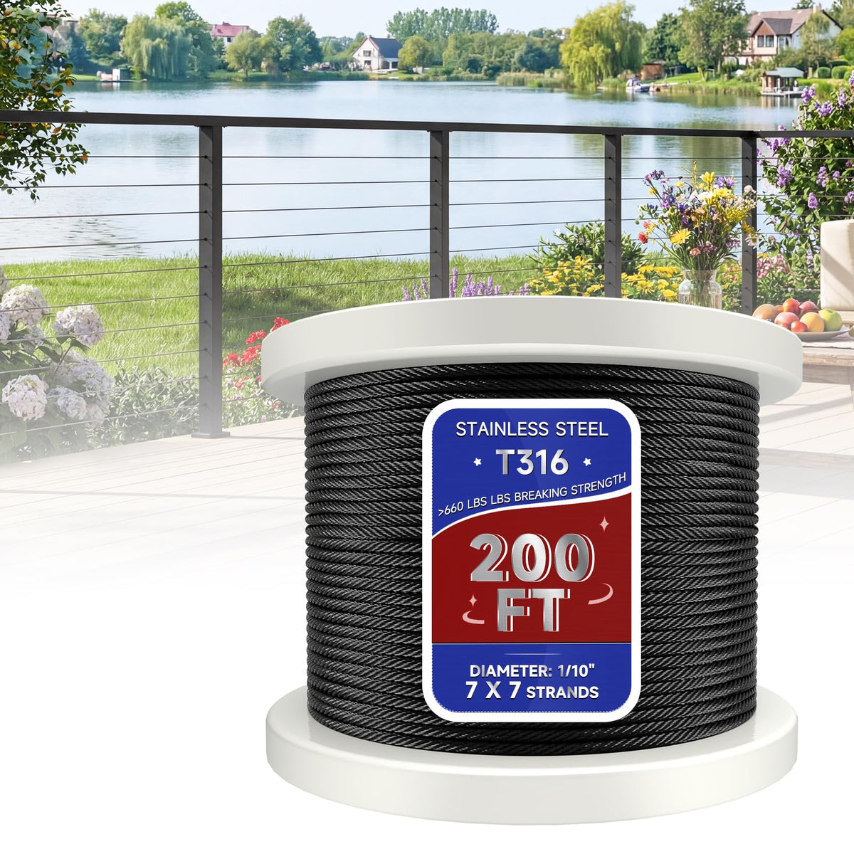 4 Pack 36" Modular Swageless Cable Railing Level Post for Decks