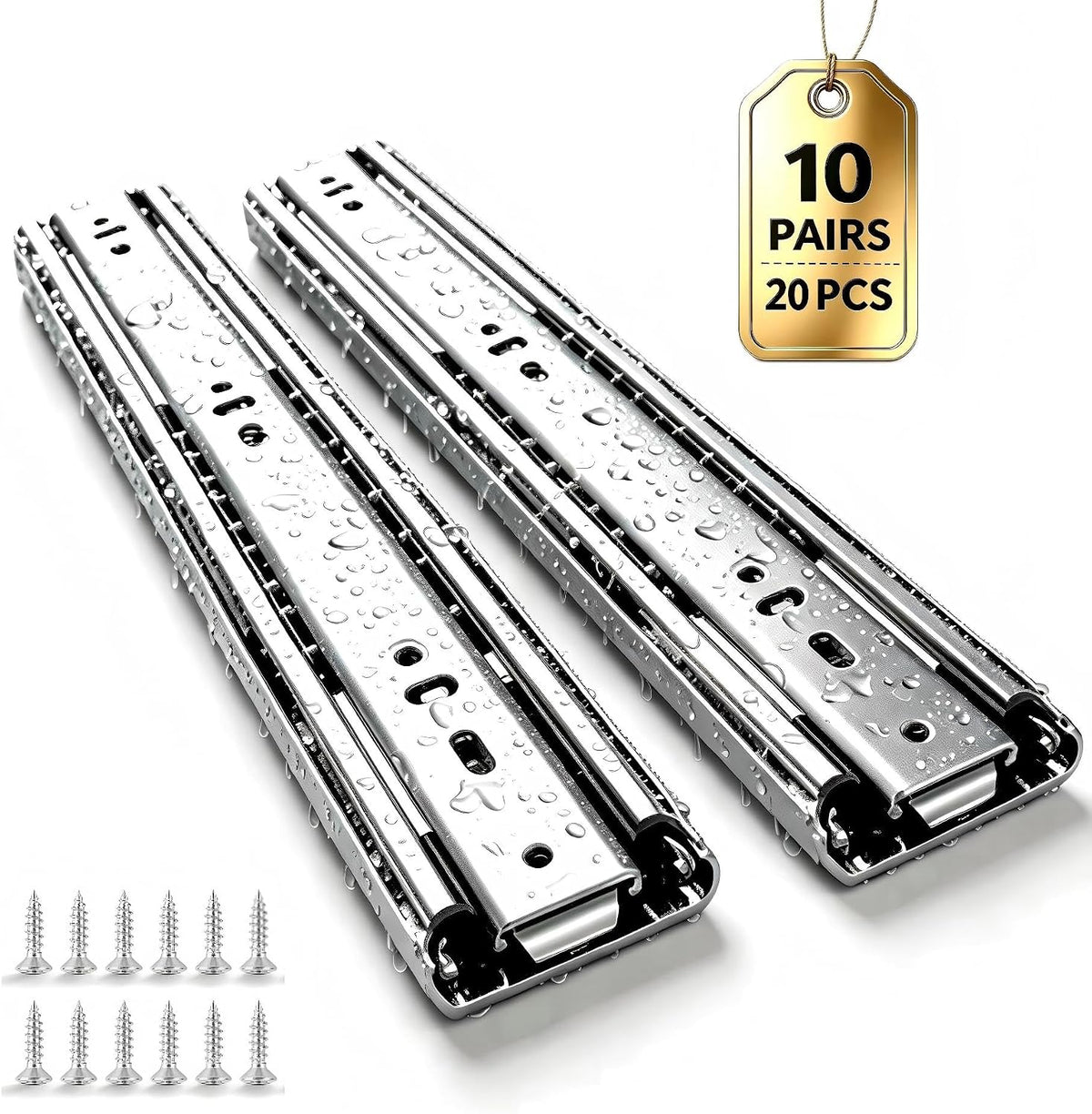 22â Soft Close Drawer Slides, Thickened Steel Full Extension Cabinet Rails