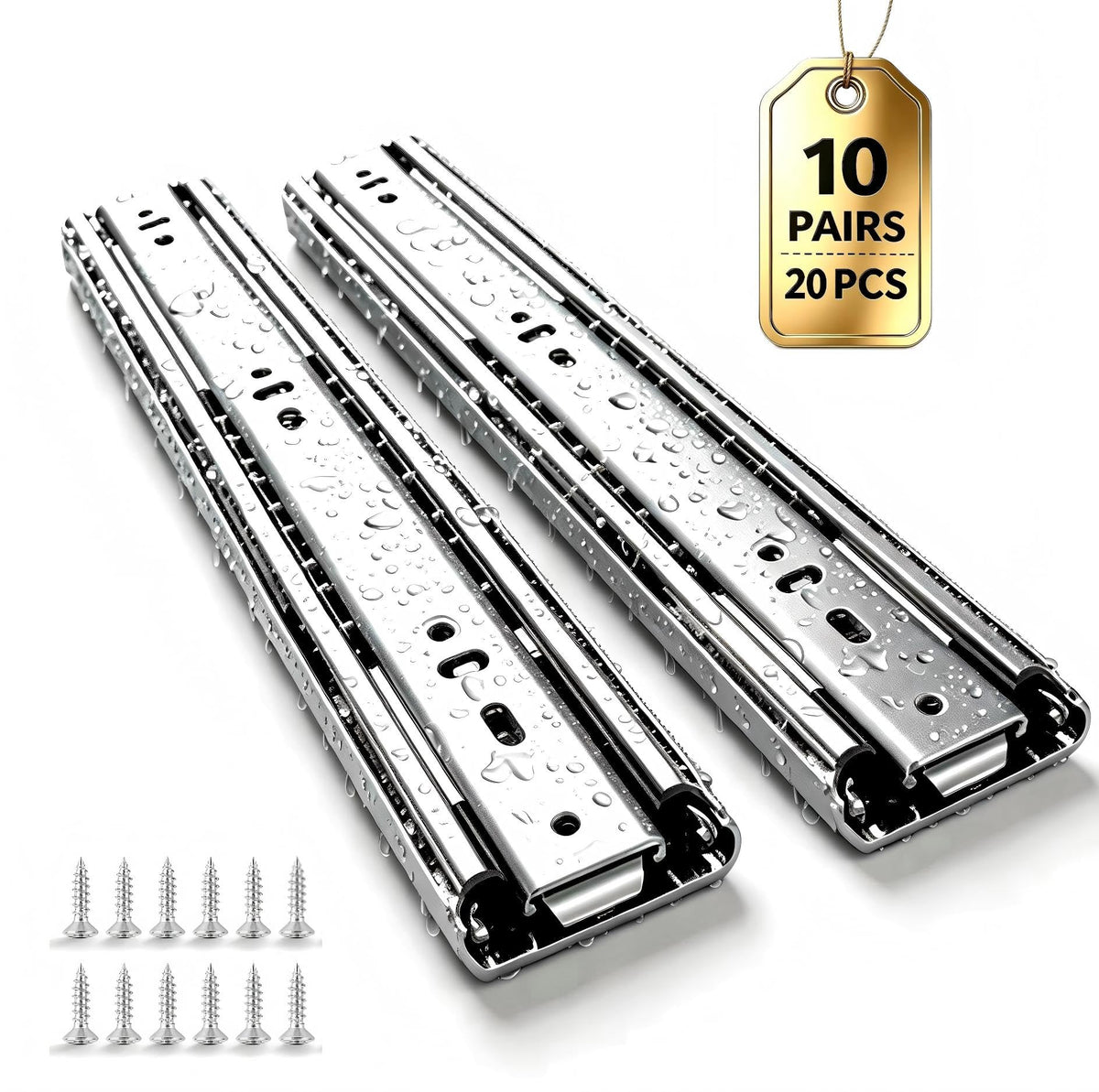 22â Soft Close Drawer Slides, Thickened Steel Full Extension Cabinet Rails