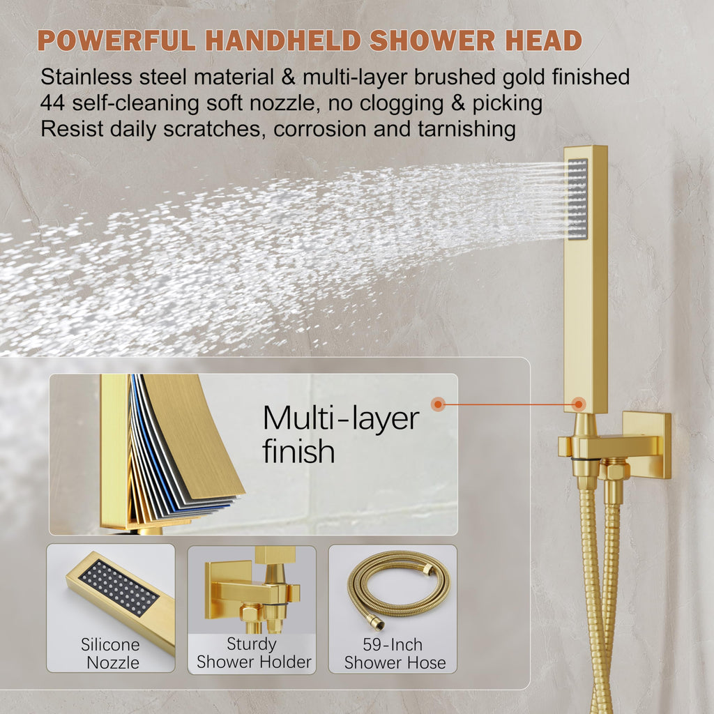 10" Rain Shower System with Handheld & Valve, Matte Black