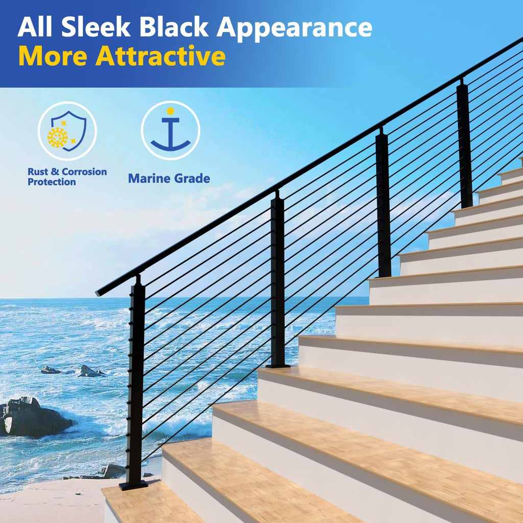 4 Pack 36" Modular Swageless Cable Railing Level Post for Decks