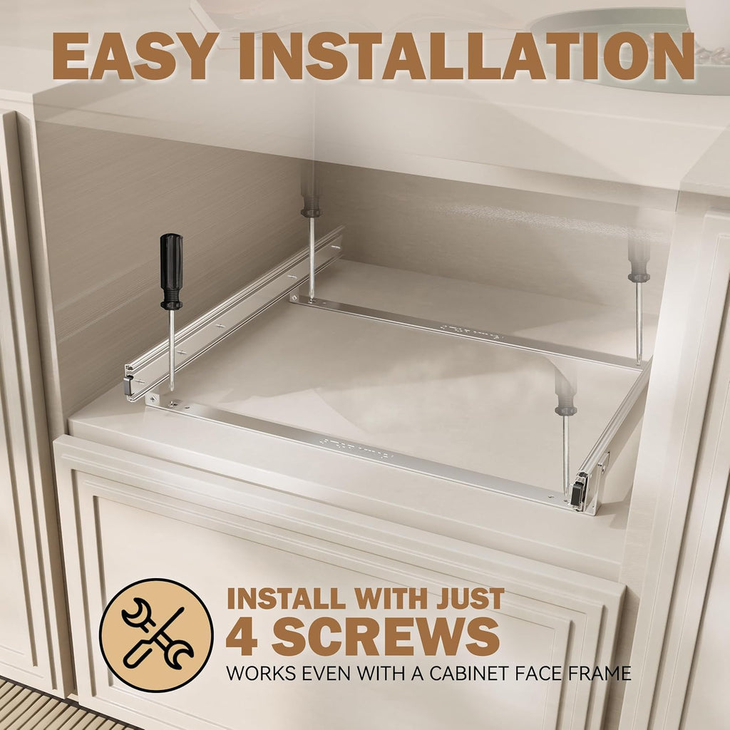 2 Tier Pull Out Drawers for Cabinets 18"W x 21"D, Farmeless&Farme