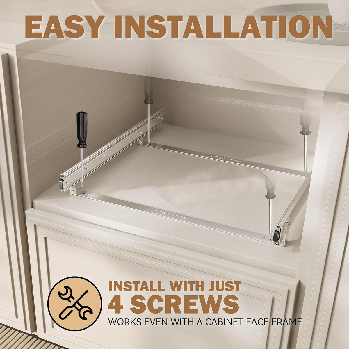 2 Tier Pull Out Drawers for Cabinets 18"W x 21"D, Farmeless&Farme