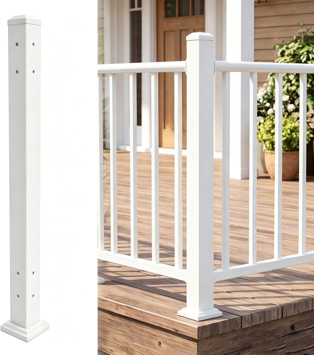 5FT White Deck Railing Kit for Deck, Porch, Patio & Balcony