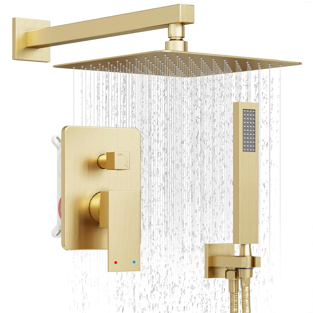 10" Rain Shower System with Handheld & Valve, Matte Black