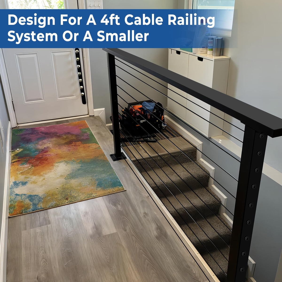 2ft-4ft Modular 42in Cable Railing System for Stair with Handrail