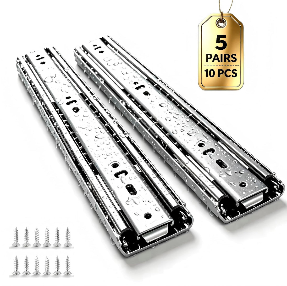 22â Soft Close Drawer Slides, Thickened Steel Full Extension Cabinet Rails