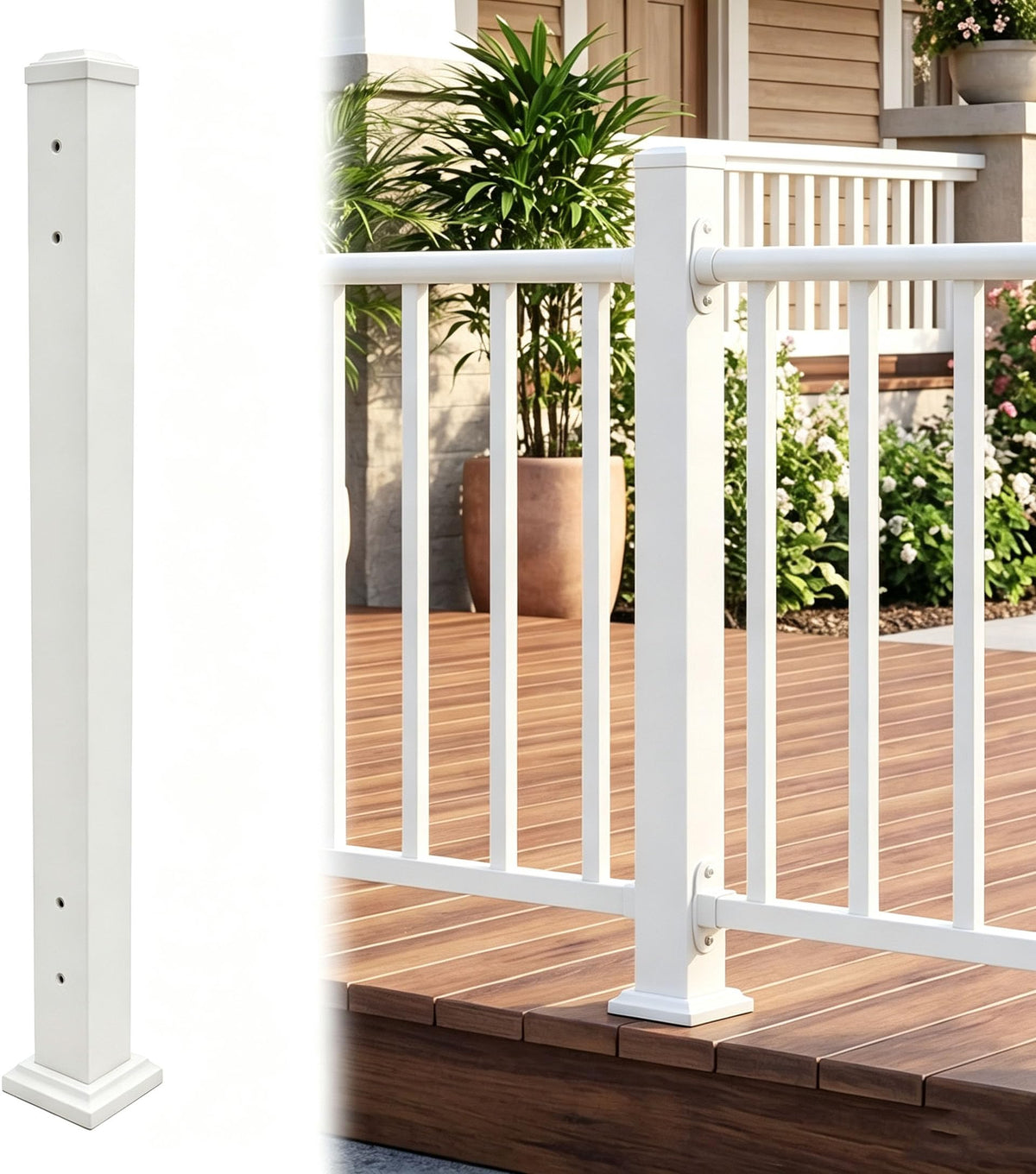 5FT White Deck Railing Kit for Deck, Porch, Patio & Balcony