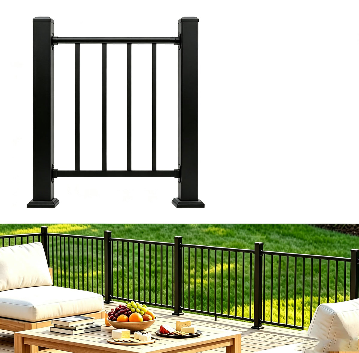 2ft Deck Railing Kit for Deck, Porch, Patio, Balcony