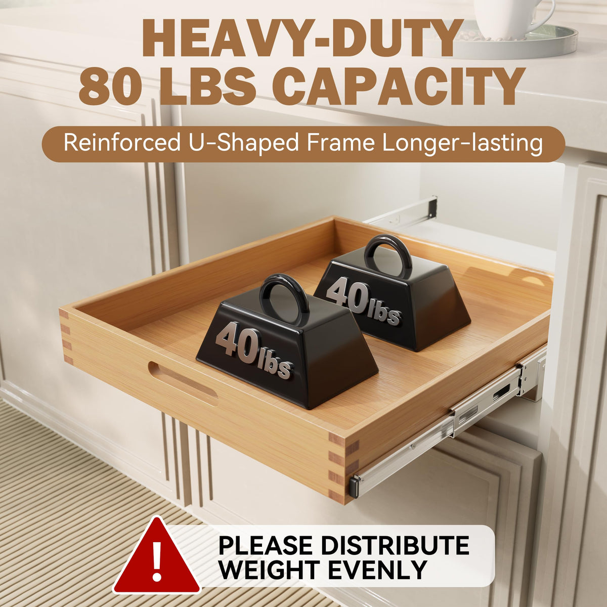 2 Tier Pull Out Drawers for Cabinets 18"W x 21"D, Farmeless&Farme