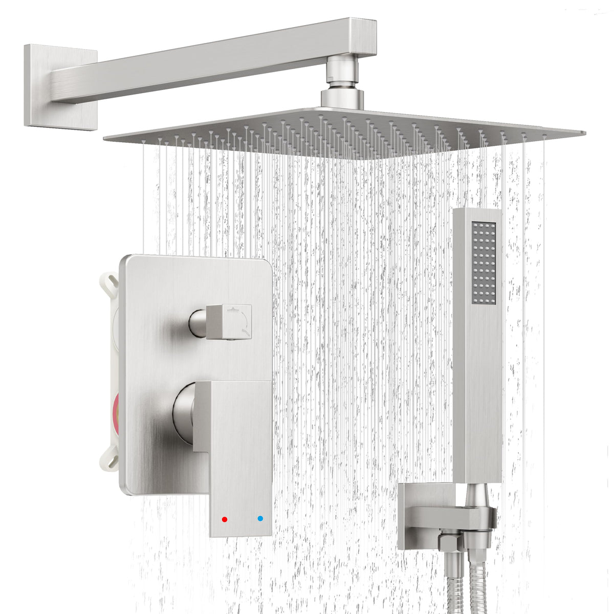 10" Rain Shower System with Handheld & Valve, Matte Black