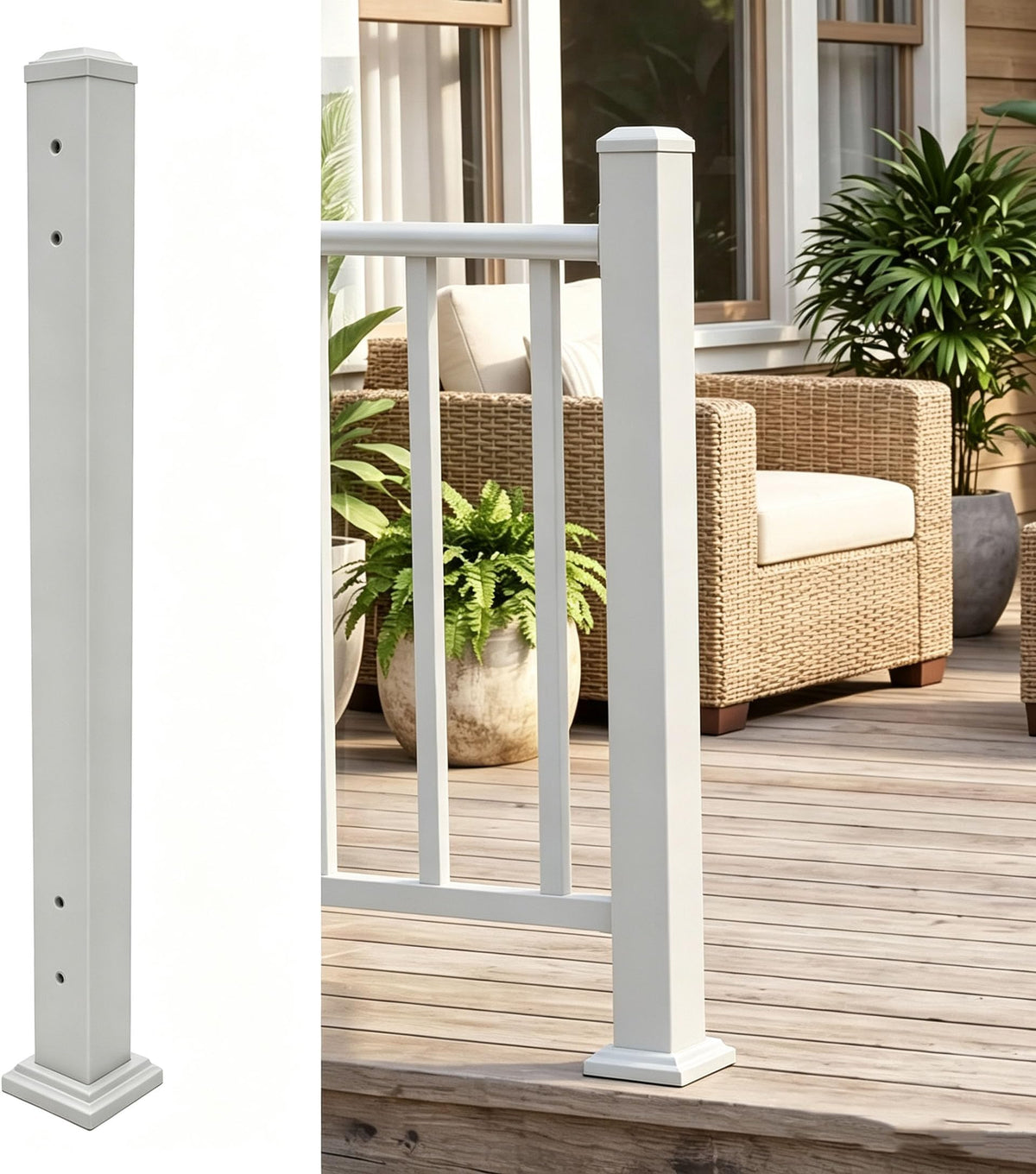 5FT White Deck Railing Kit for Deck, Porch, Patio & Balcony