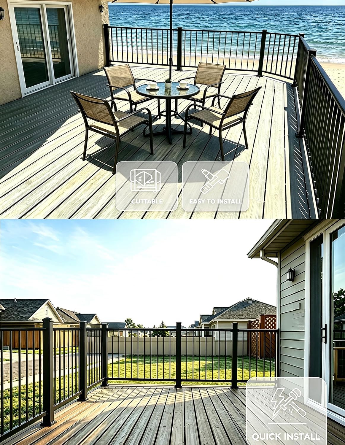 2ft Deck Railing Kit for Deck, Porch, Patio, Balcony